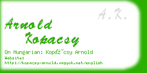 arnold kopacsy business card